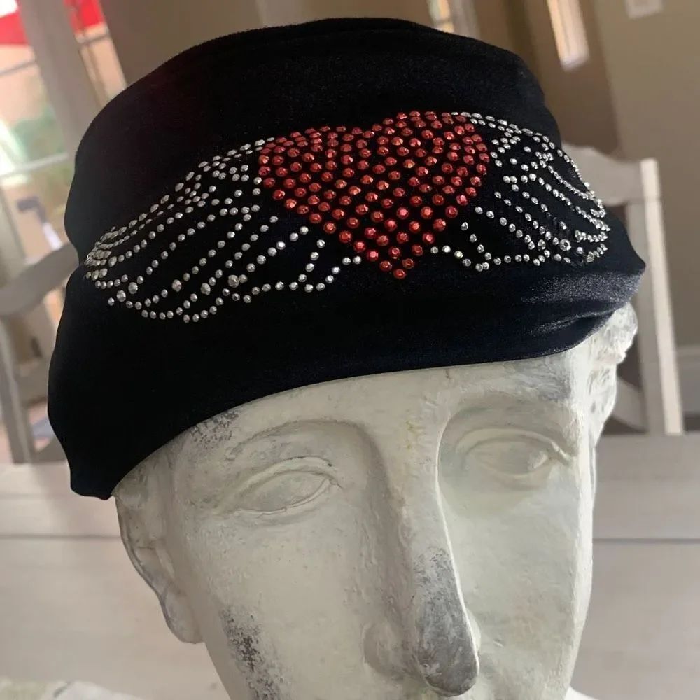 Black Knit HEART Headband